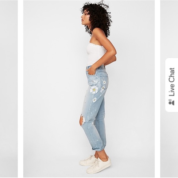 Express High Rise Girlfriend Jeans - Picture 2 of 7
